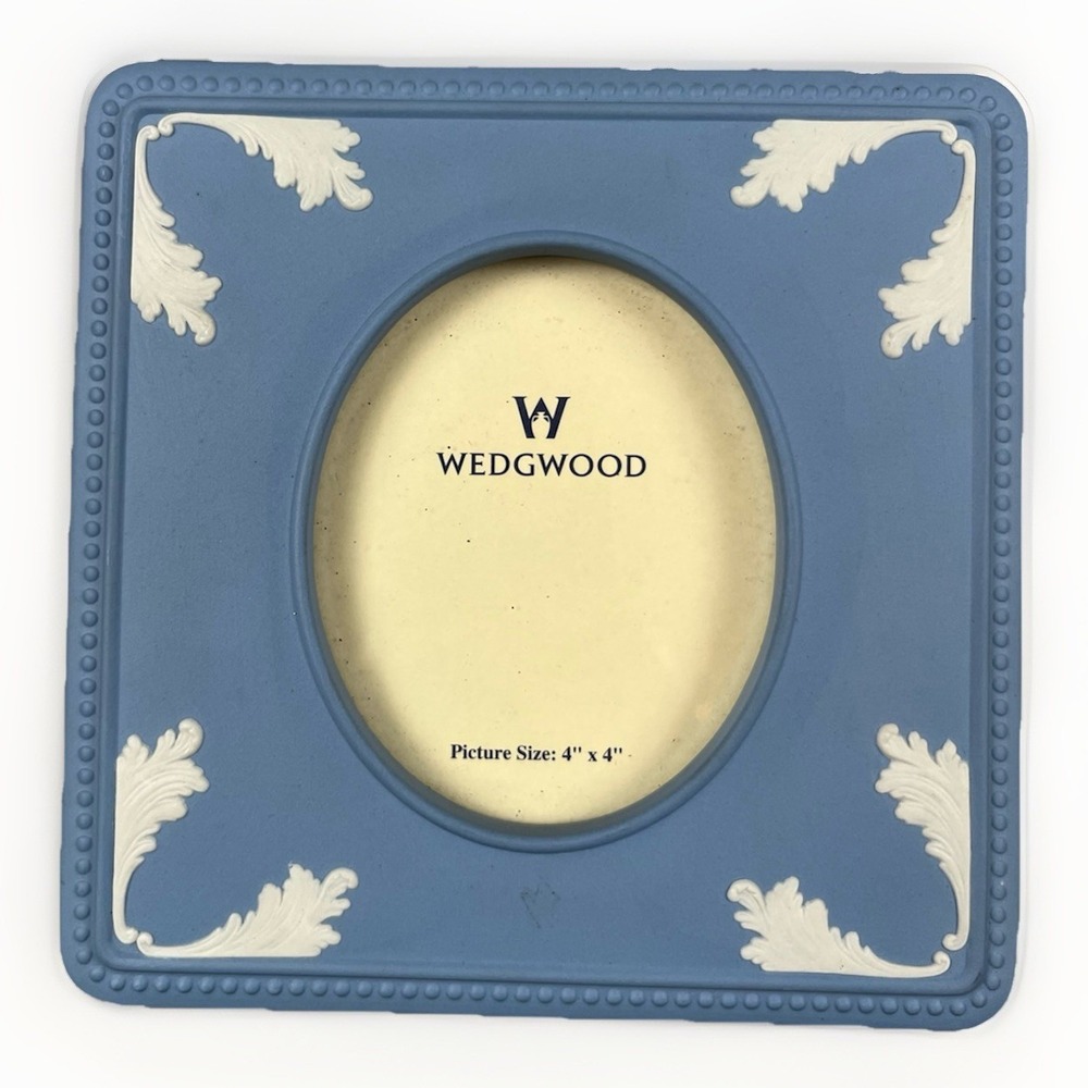 Wedgwood Blue Jasperware PICTURE FRAME 6" x 6" Square for 4 x 4 picture - MINT